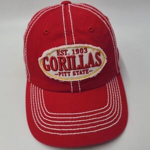 Pittsburg State Gorillas Hat Strapback Red White NCAA University Pitt Logo Men